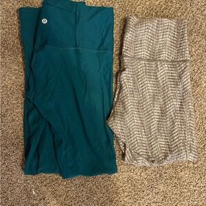 Lululemon Teal Leggings and Patterned capris